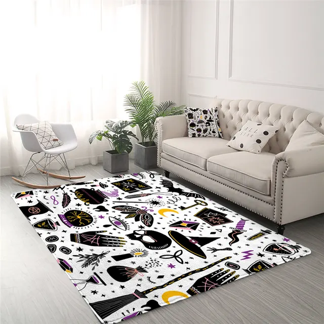 BlessLiving Witchcraft Large Carpet for Living Room Witch Hat Soft Floor Mat Skull Astrology Area Rug 122x183 Alchemy Alfombra 2
