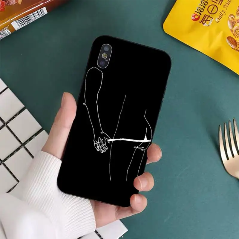 YNDFCNB Minimalist Line Sexy Couple Phone Case for iphone 13 11 12 pro XS MAX 8 7 6 6S Plus X 5S SE 2020 XR cover
