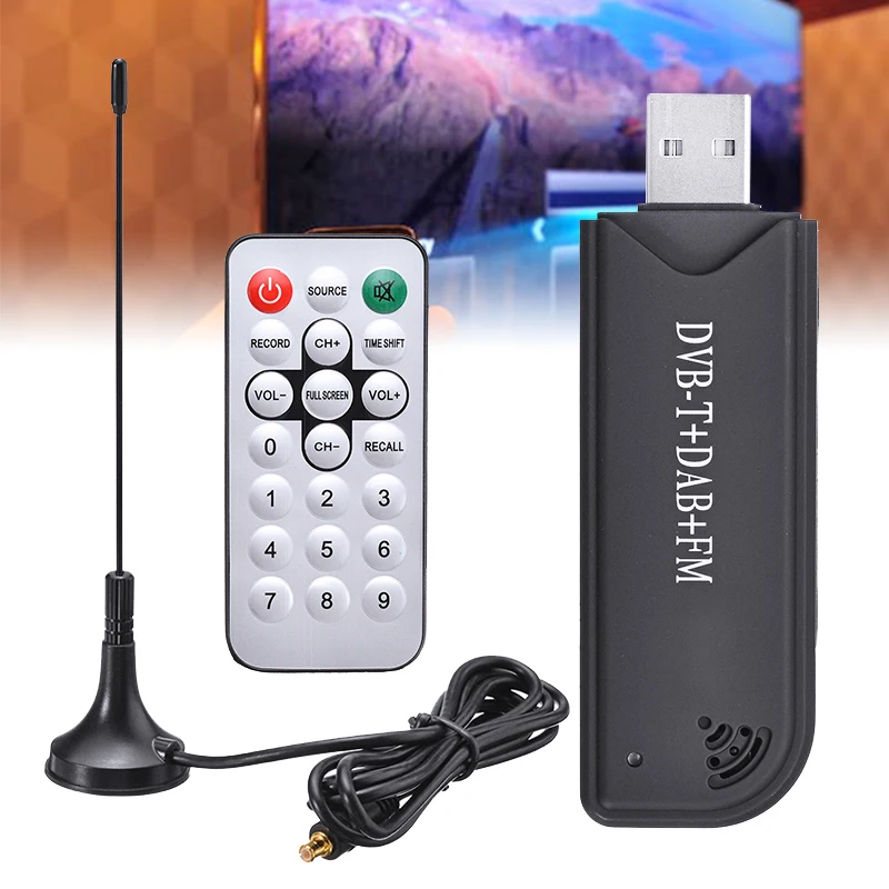 Мини USB DVB T DAB FM ТВ тюнер рекордер + антенна Программное обеспечение CD пульт