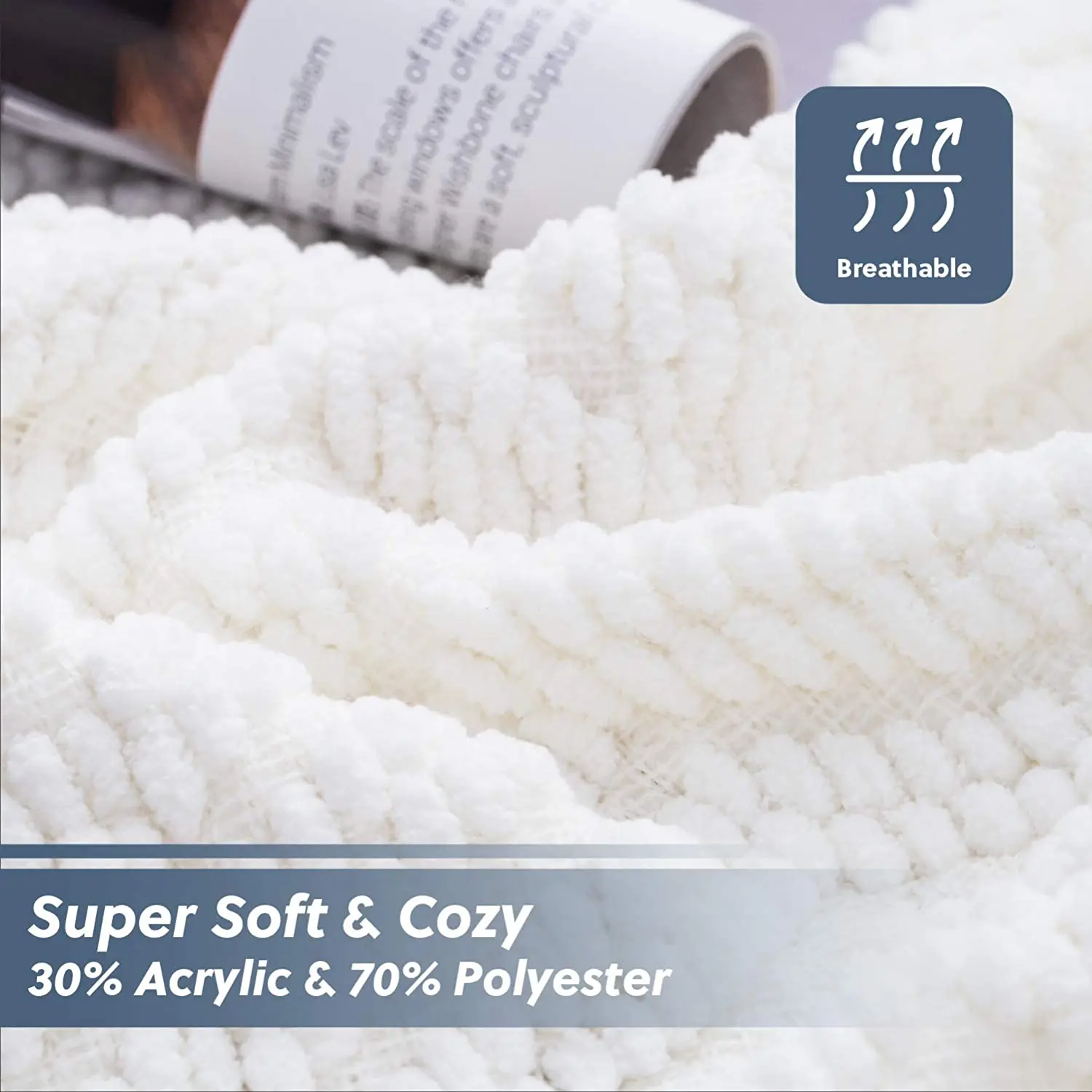 Белое плетеное одеяло для дивана универсальный аксессуар стула мягкое с