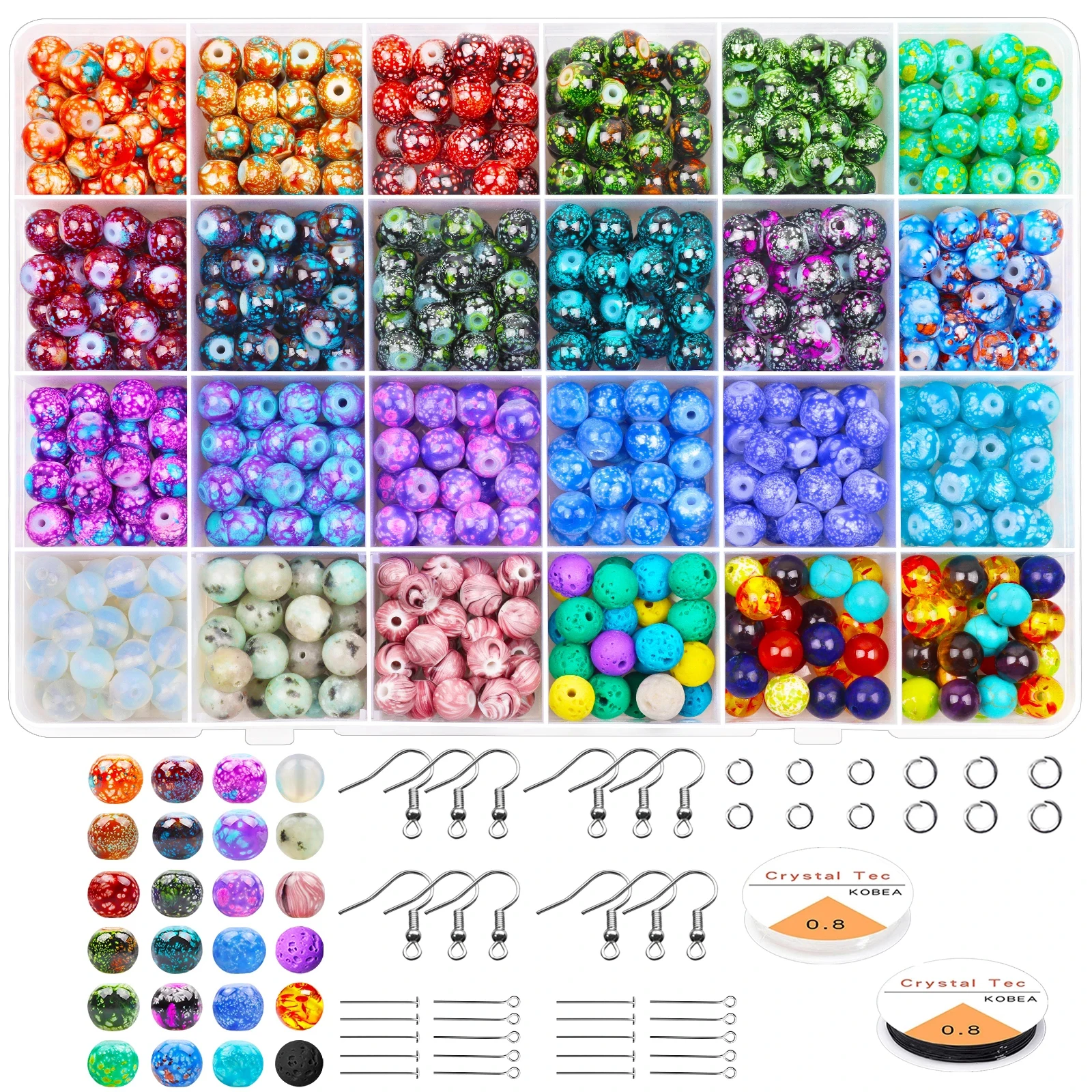 

Acrylic Round Loose Beads in Different Patterns with Glass Stone Beads Chakra Lava Beads Spacers for Jewelry Making Supplies