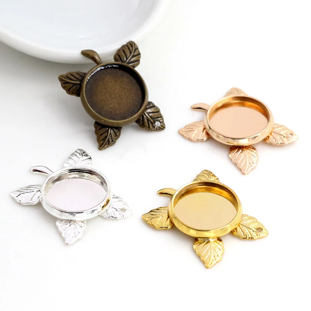 10 шт 12 мм Внутренний размер 4 цвета покрытый латунный материал лист стиль кабошон