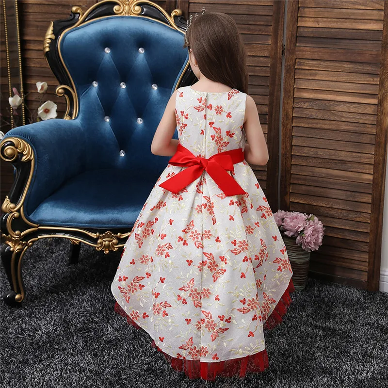 Платье кружевное с вышивкой для девочек элегантное вечернее платье принцессы