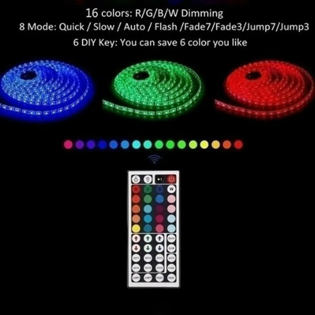 

Smd3528 600 Light Not Waterproof +44 Key Infrared Controller Rgb Symphony Color Changing Soft Led Strip