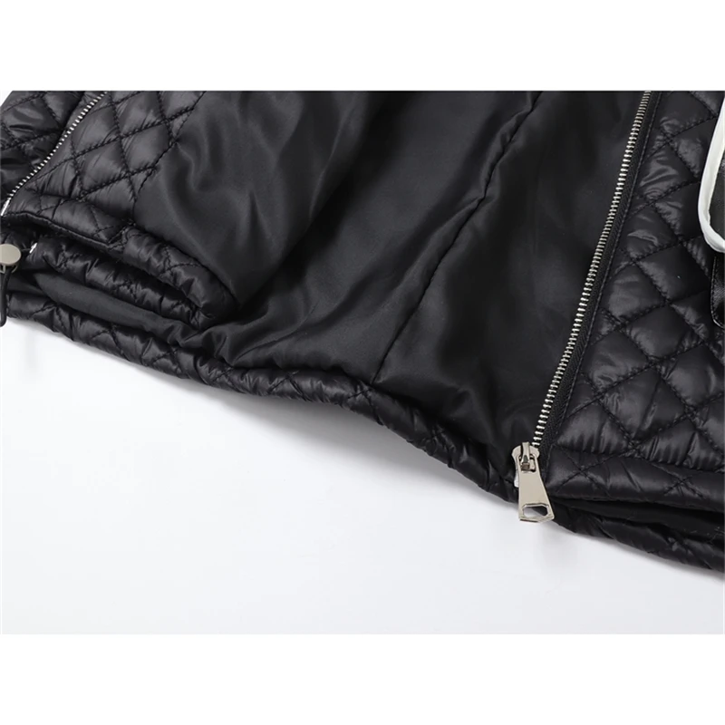 MOLAN PU Patchwork Woman Cotton-padded Coat Warm High Street Jacket Chic Thick Casual Parkas Jacket Pockets Female Outweat