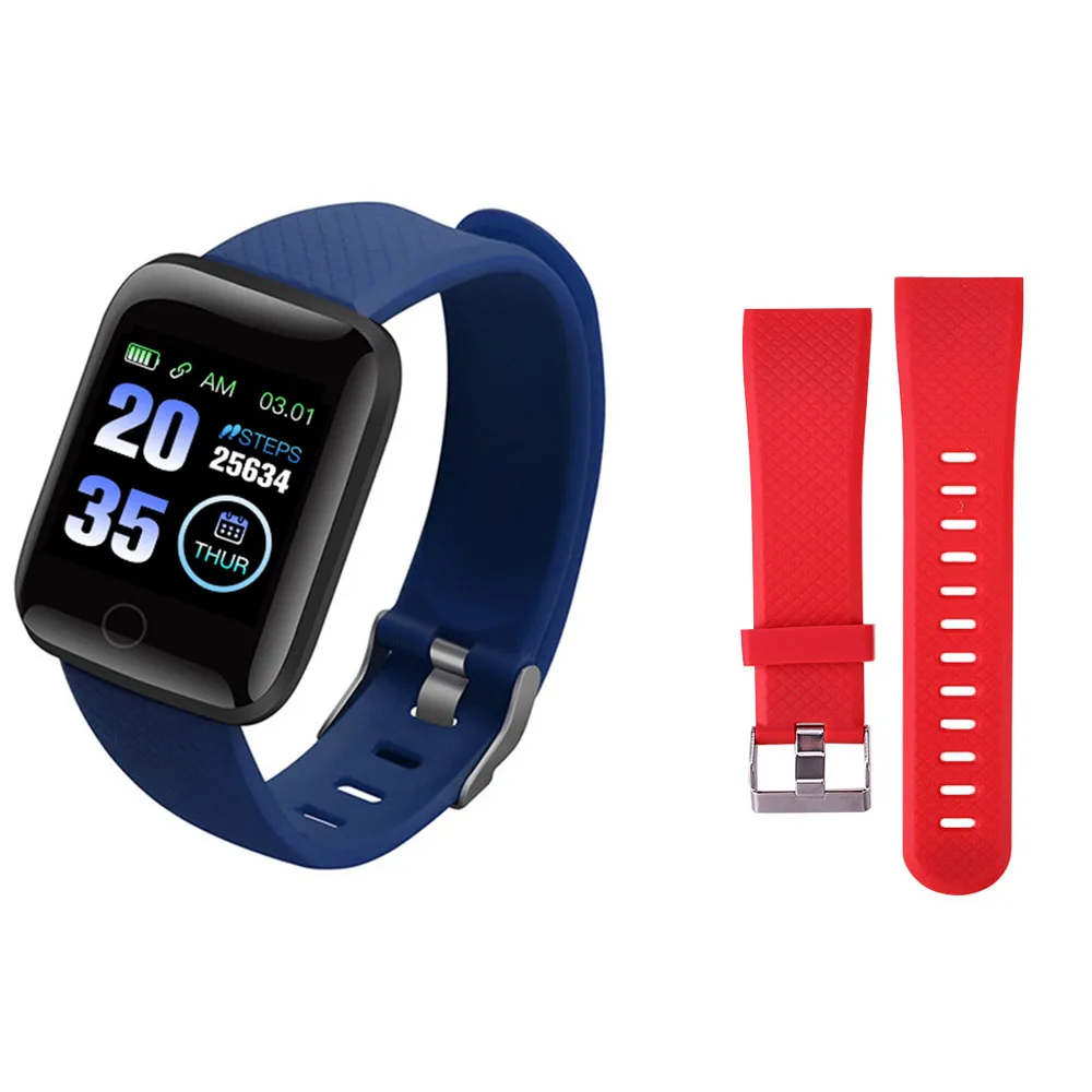 Blue N Red strap 116 плюс смарт-браслет D13 спортивный фитнес-браслет D18 умный Браслет измерение кровяного давления шагомер Smartband часы - Цвет: Blue N Red strap