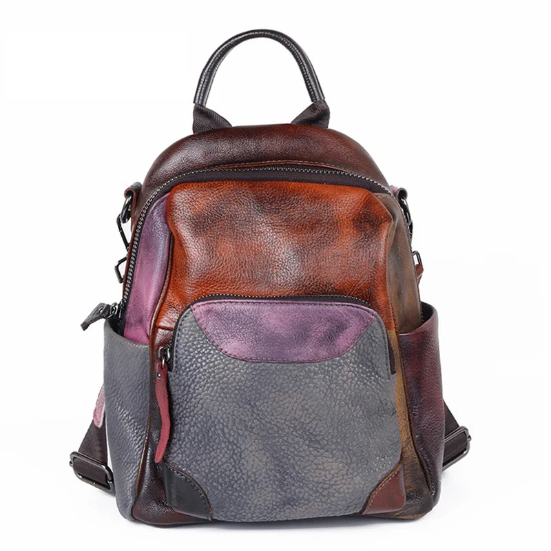 

Women's Retro Leather Backpack, school leather bag, leisure, for students