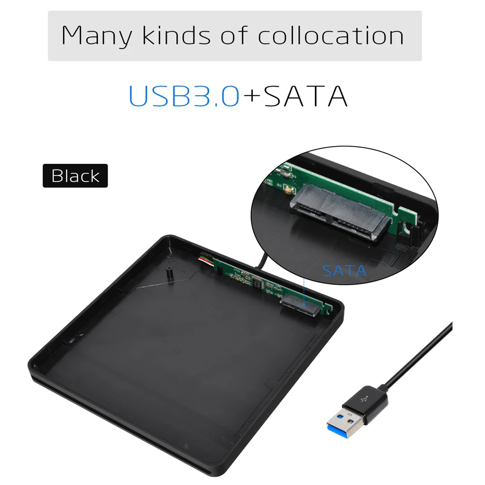 Супертонкий внешний разъем DeepFox для DVD RW корпус USB 3 0 оптический привод SATA 9 5 мм