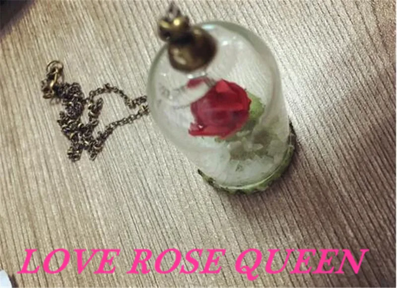 2 шт Красавица и Чудовище Белль Роза в стеклянной бутылке медное ожерелье Косплей