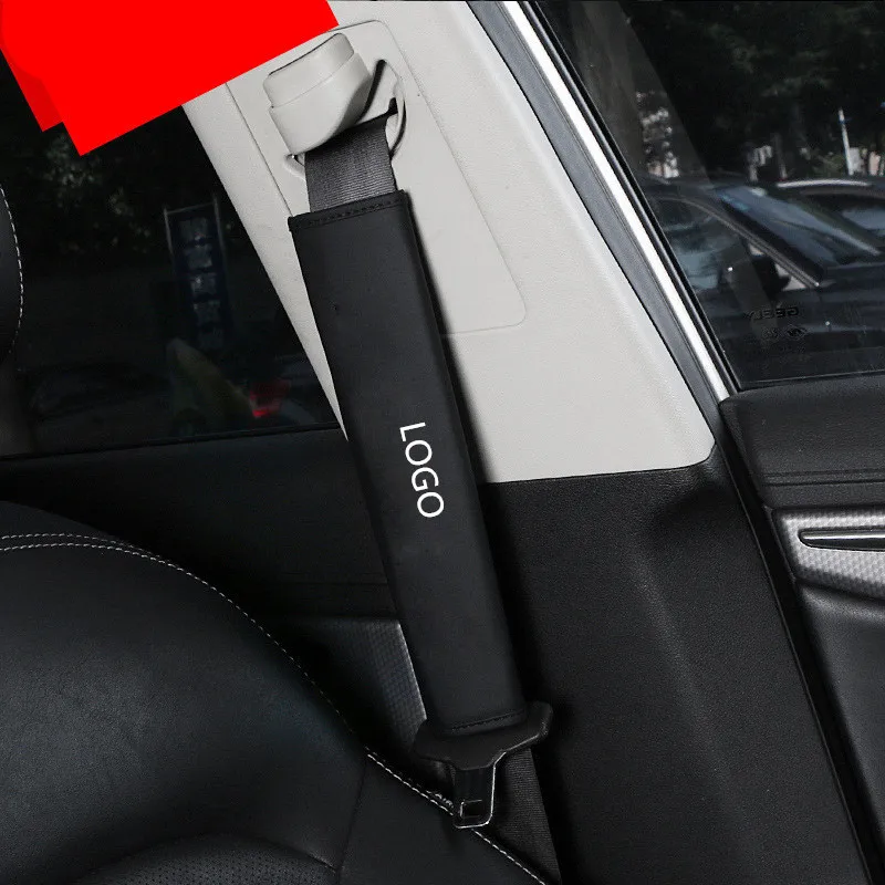 1 Pair Leather Car Seat belt cover Pads Harness Safety Shoulder Strap Back Pack Cushion Covers For Kids FOR Tesla LOGO | Автомобили и