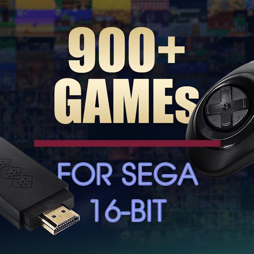 Беспроводная игровая консоль для Sega Genesis Game Stick совместимая с HDMI 900 + Поддержка игр