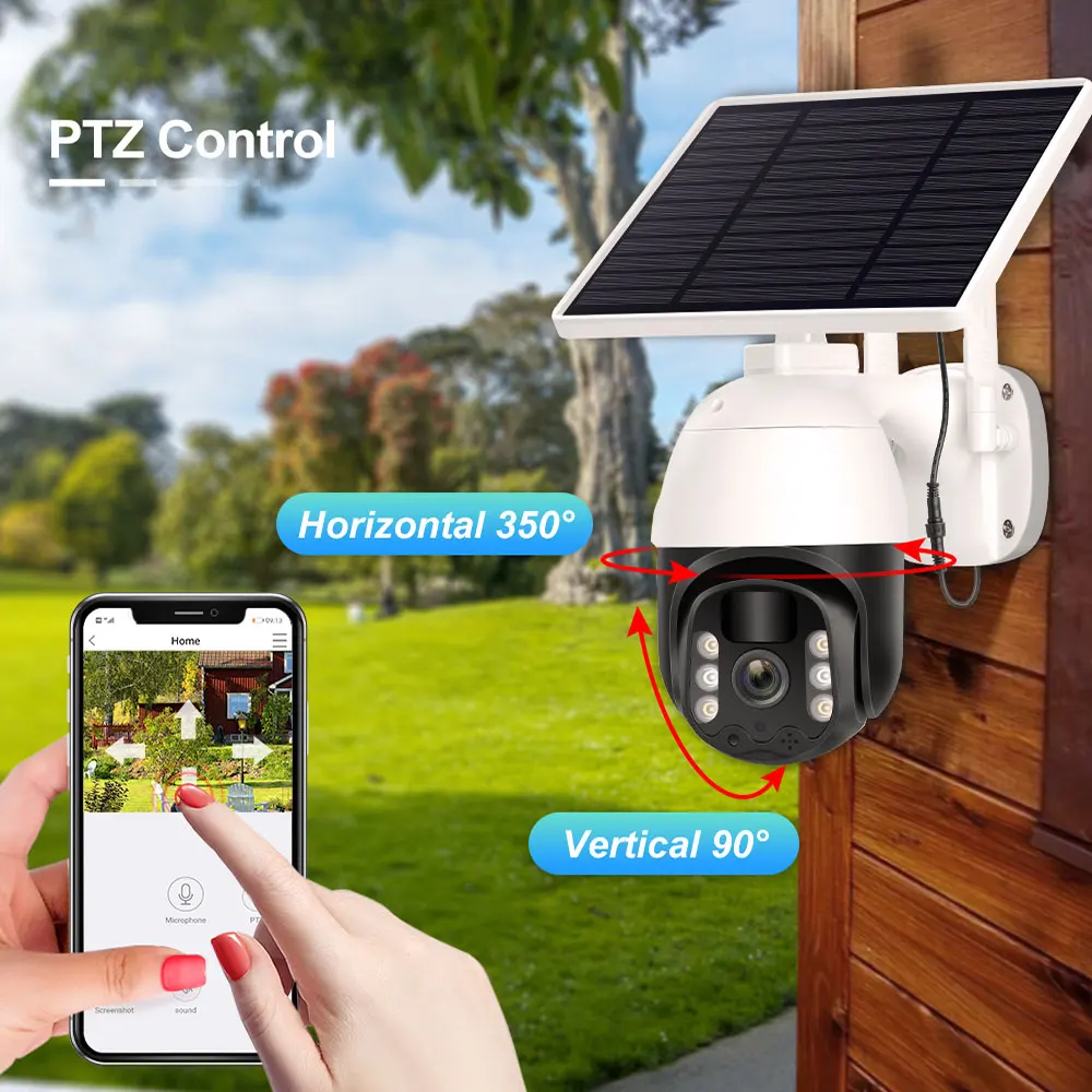 MISECU Solar Panel Battery Camera PTZ WiFi Security Outdoor Waterproof 2 Way Audio PIR Human Detection Video Surveillance | Безопасность