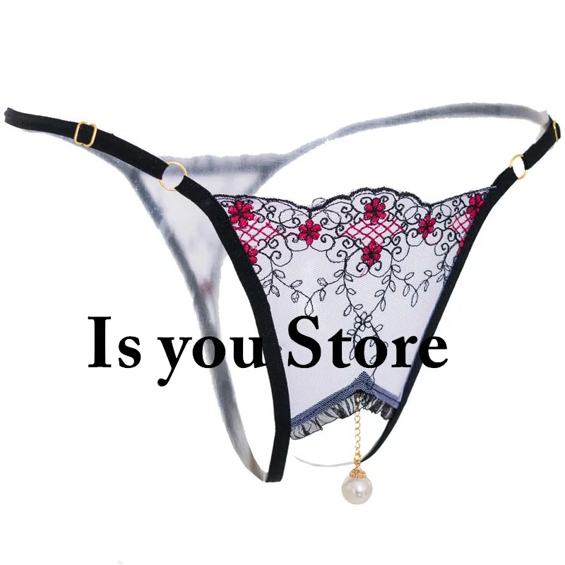 Трусики-стринги женские кружевные с вышивкой регулируемые | Тематическая одежда