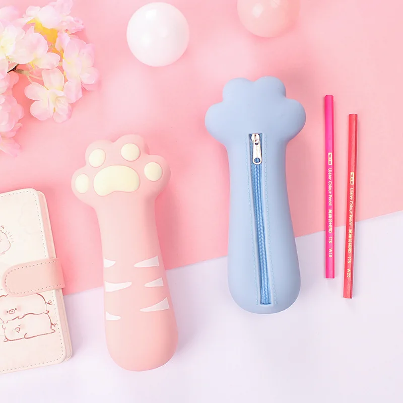 Мягкий силикагель kawaii кошачьи лапы узорчатый карандаш сумки милые канцелярские