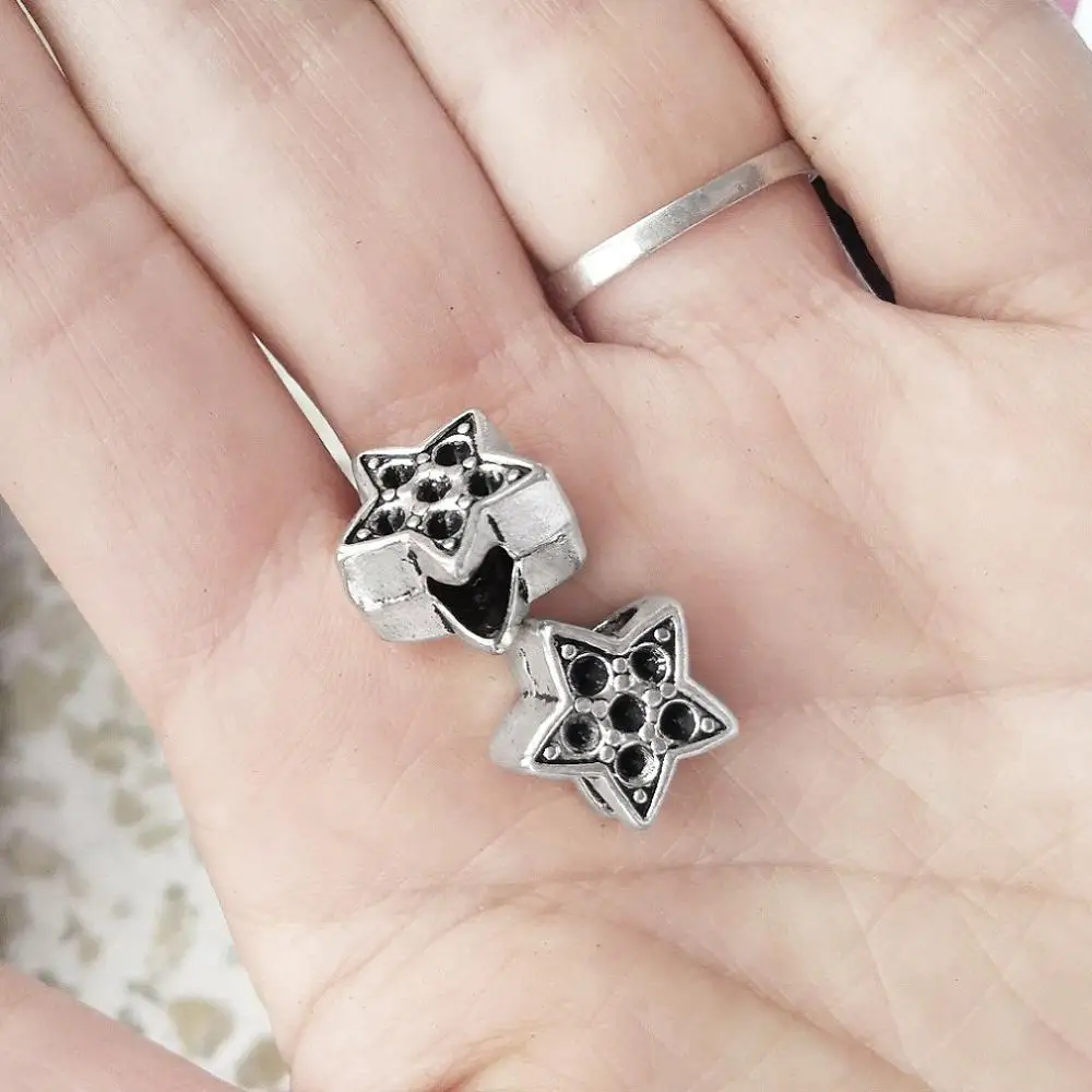 Бусины-звездочки 13 мм шнуры браслеты круглые большие отверстия сделай сам