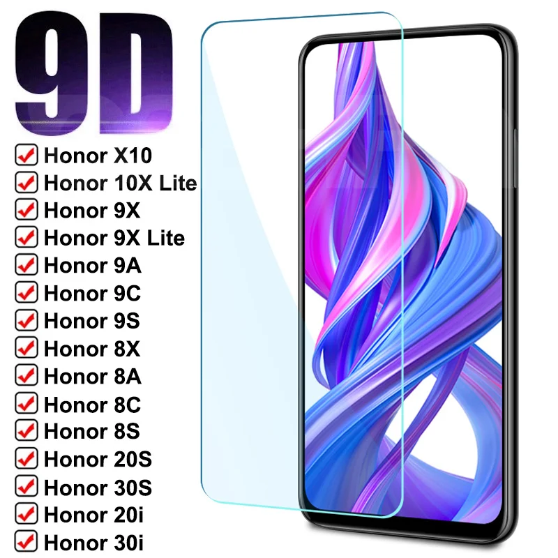 

9D Protective Glass For Huawei Honor 10X 9X Lite X10 9A 9C 9S 8X 8A 8C 8S 20S 30S 20E 10i 20i 30i Screen Tempered Glass Film