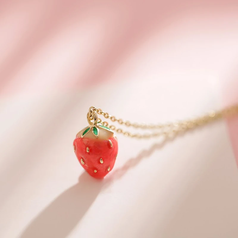 Модная Милая обувь с милым клубничным принтом вишни набор колье подвеской для