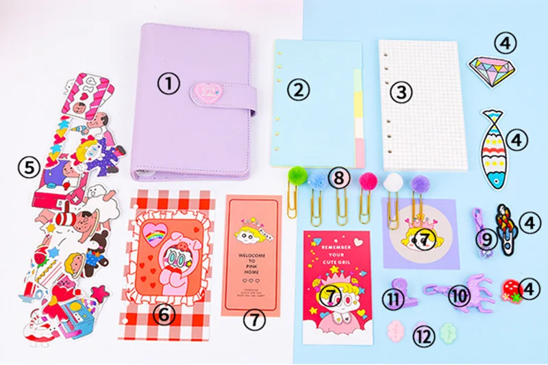 Корейский Блокнот Binder Bullet Journal Set A6 спиральный органайзер для планирования мероприятий сетка записная книжка DIY девушка план путешествия 6 кольцо руководство
