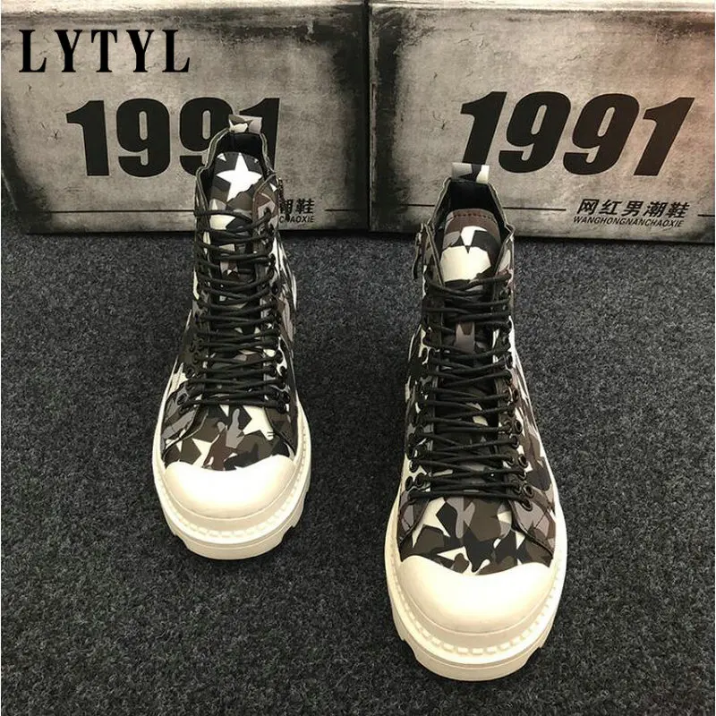 Murah Sepatu Kanvas Sepatu Bot Militer Kamuflase Hip Hop Pria Sepatu Bot Tentara Pria Sepatu Bot Kasual Kasual Sepatu Kanvas Pergelangan Kaki Tinggi B4-566
