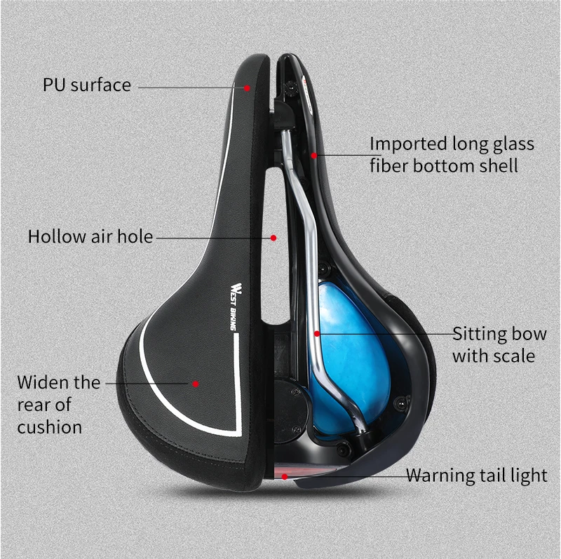 

Bicycle Seat U-shaped Damping Breathable Sponge Comfortable Mountain Bike Saddle Soft Comfortable Hollow Riding Accessories