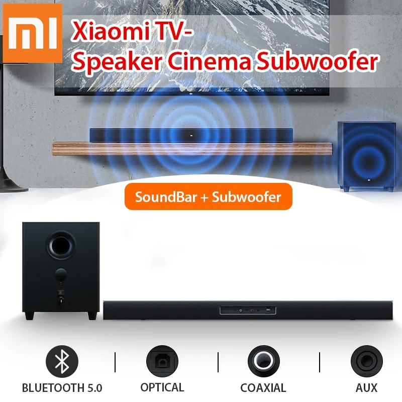 

Xiaomi TV Speaker SoundBar Subwoofer BT Home Theater Cinema Wireless Touch Control 2.1Channel 5 Sound Aux 3.5mm Optical