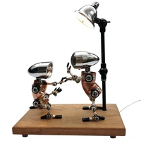 3D Steampunk Metal Robot Table Lamp Handmade Assembled Model Crafts For Home Decor Birthday Gifts - Finished