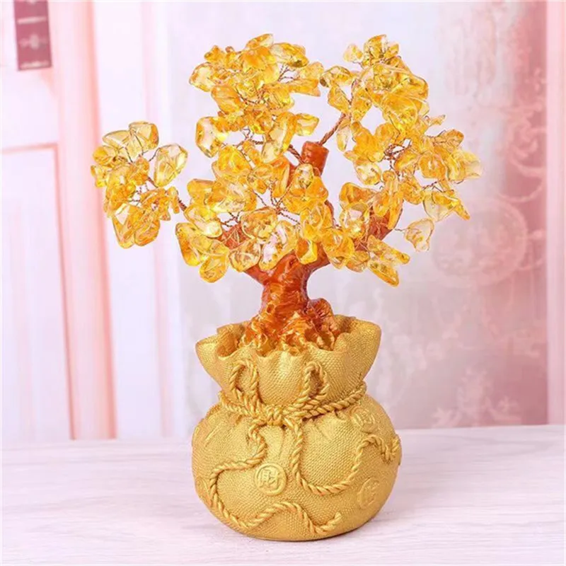 

Citrine Ornament Energy Quartz Decoration Crystal For Shop Opening Gift Fortune Tree Natural Gemstone Christma Tree Decor