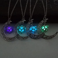 charm silver color luminous pendant necklace women moon glowing stone necklace christmas necklaces jewelry valentines day gifts