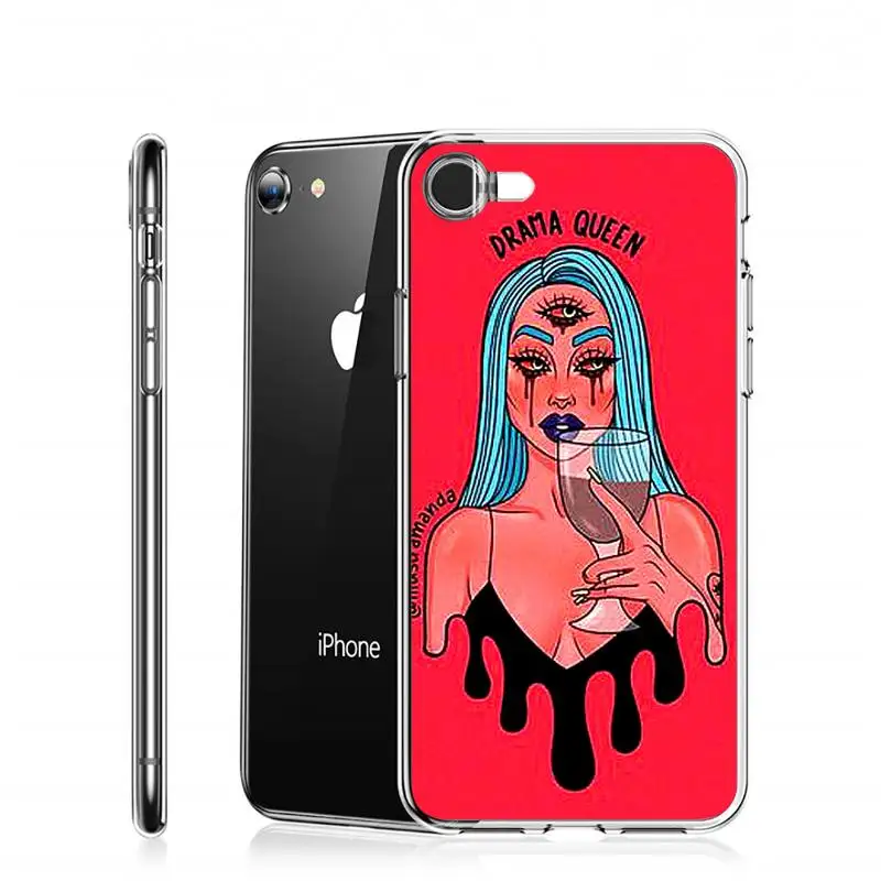 

Devil Woman Bad girl smoke eyes Phone Case Transparent for iPhone Samsung A S 11 12 6 7 8 9 10 20 Pro X XS Max XR Plus lite