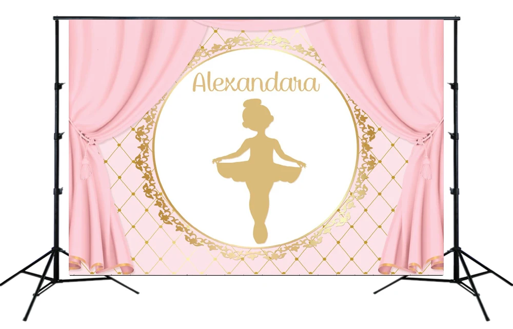 Танцевальная балетная Принцесса Девочка День рождения фон розовый занавес