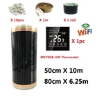 5m 2 Инфракрасный, проходящий под полом нагревательный пленочный набор 220 Втм2 50cmX1 0 м80cmX6.25m теплый коврик с WiFi термостатом