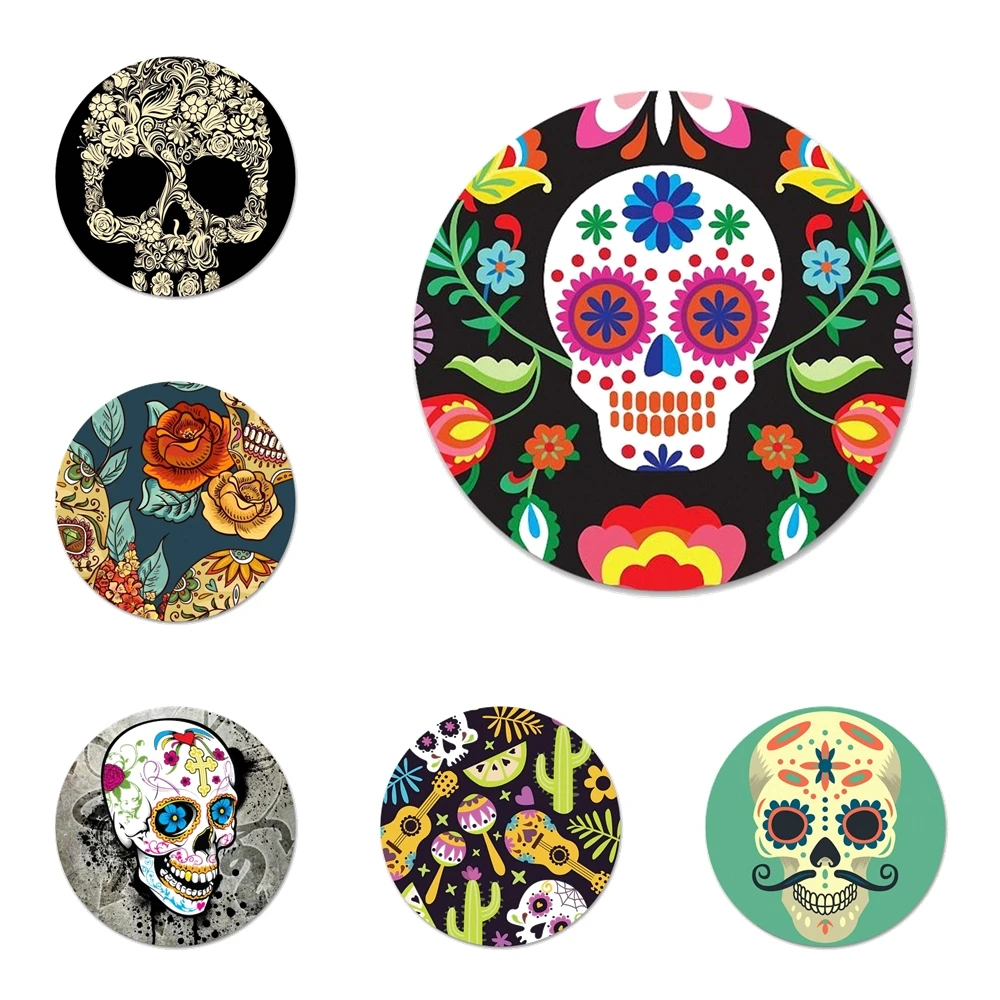 

Mexican Sugar Skeleton Skull Icons Pins Badge Decoration Brooches Metal Badges For Clothes Backpack Decoration