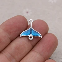 silver plated enamel mermaid tail charm connector for making bracelet diy findings jewelry accessories handmade 20mm 6pcs