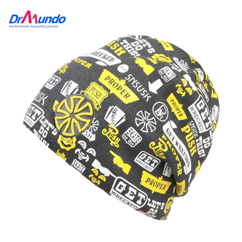 

Winter Men Women Beanies Hat Polar Fleece Knitted Print Hats For Women Soft Beanie Gorro Cap Multi-color