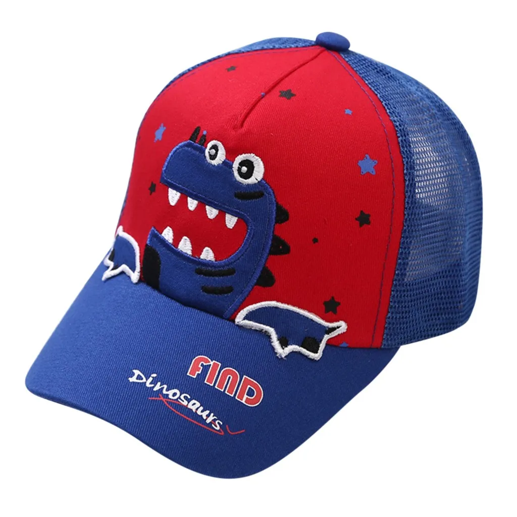 

2021 Fashion Kids Baby Boys Girls Dinosaur Embroidered Cap Fashion Baseball Cap Peaked Hat Mesh Hat Baby Sun Hat