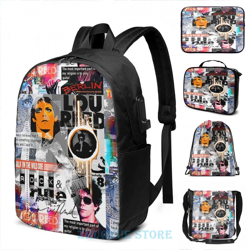 Забавный рюкзак с графическим принтом Лу гердона USB-зарядкой мужские школьные