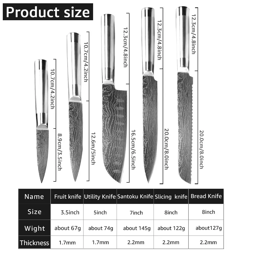 Набор кухонных ножей шеф повара 7CR17 440C японский нож из высокоуглеродистой