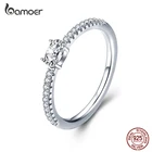 Женское Обручальное Кольцо Bamoer из стерлингового серебра 925 пробы с прозрачным кубическим цирконием, классические массивные ювелирные изделия, подарок GXR524