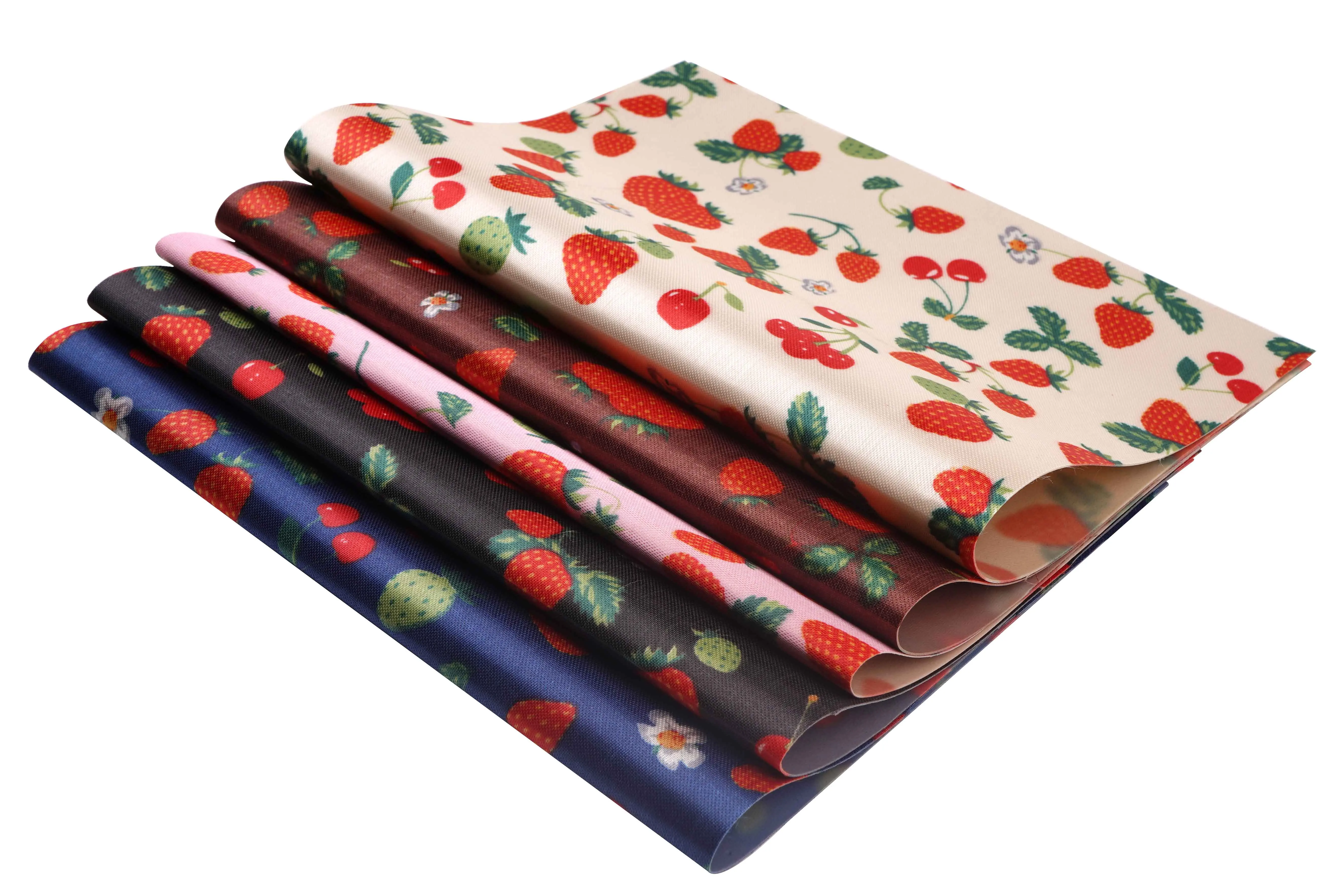 Lbira accessories A4 size 21cm*30cm Strawberry floral Printed faux artificial Synthetic leather fabric For bow diy decoration cr | Дом и сад