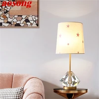 aosong brass table lamp contemporary creative crystal led desk light decoration for home bedroom