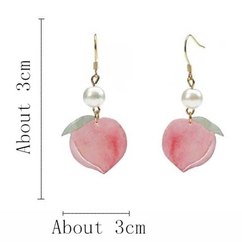 

Long Temperament Sweet Ear Jewelry Peach Shape Dangle Earrings 2021