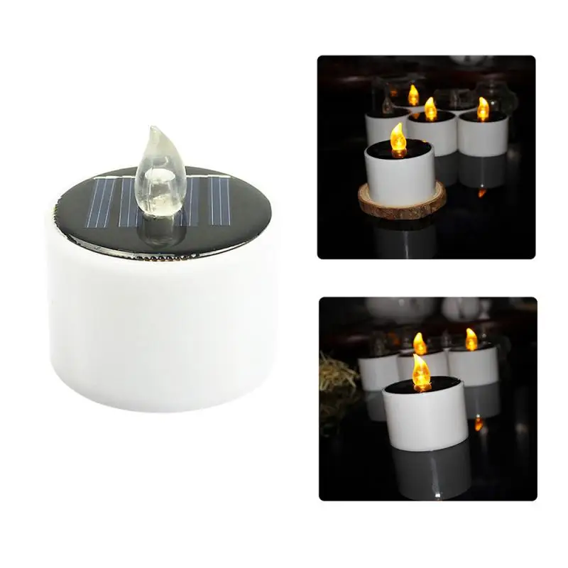 1PC Solar Candles Light Flameless Rechargeable LED Lights Tea Lamps For Home Bar Bedroom Living Room Garden Dropshipping | Дом и сад