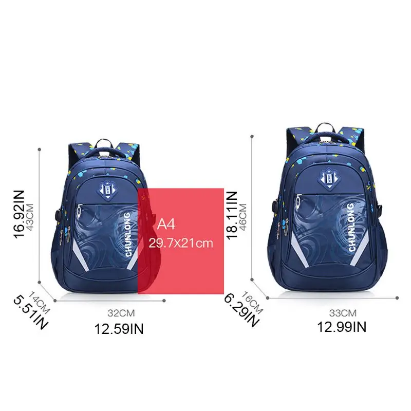 

Portable Nylon Backpack Primary School Bag with Reflective Strap Rucksack Bookbag Student Daypack for Kids Children