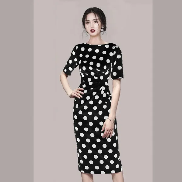 

Женское платье-карандаш в горошек, винтажное облегающее платье-футляр для офивечерние, лето 2021