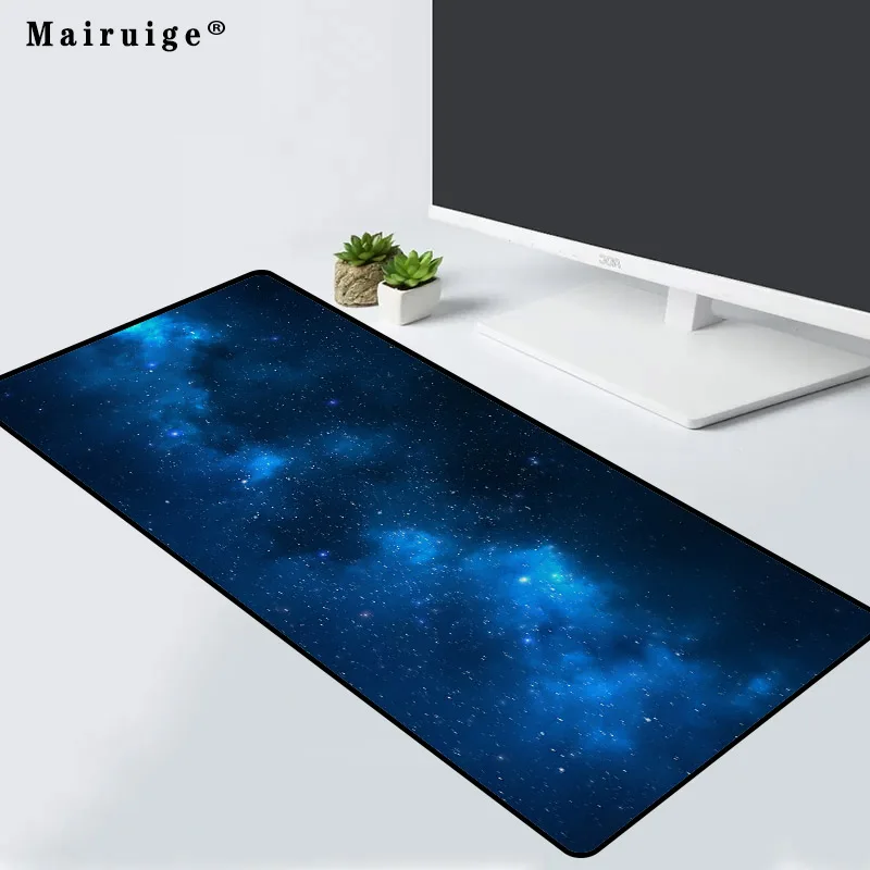 Большой игровой коврик для мыши Blue Starry Sky RGB компьютерный со светодиодной