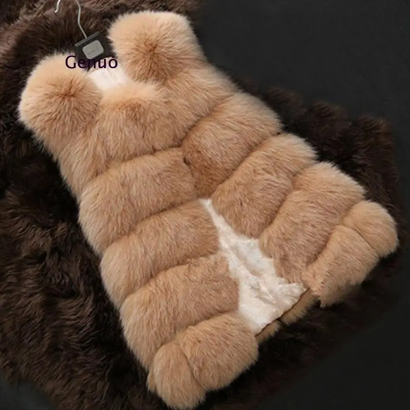 

Женский зимний теплый жилет без рукавов из искусственного меха, клетчатый черный однотонный жилет, Женская куртка, осень 2020, элегантные мод...