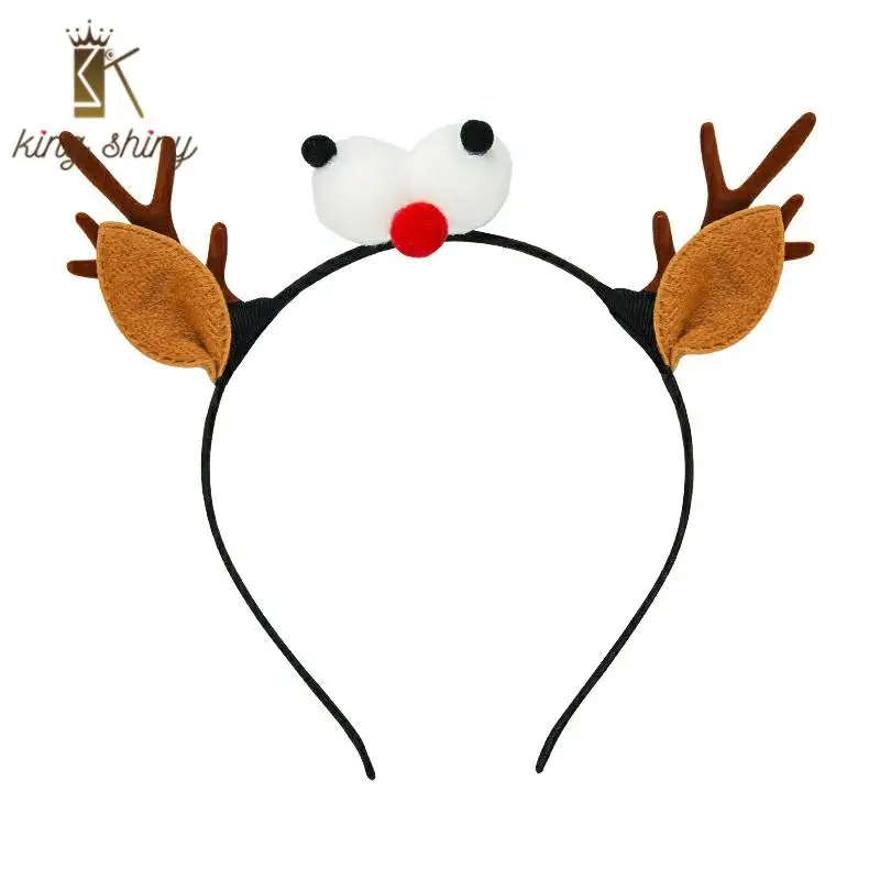 

Elegant Santa Elk Antler Christmas Decoration Headband Lovely Cotton Fiiled Bird Reindeer Ear Hairband Xmas Party Hair Accessory