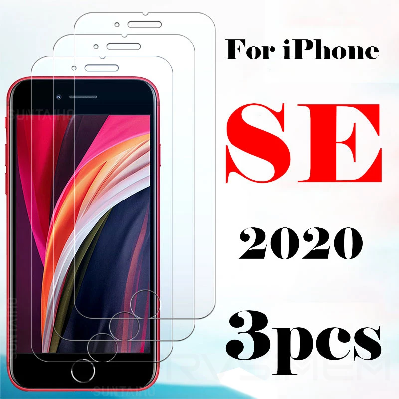3 шт Защитное стекло для экрана iPhone SE 2020 Закаленное протектор 2 (без белого края)