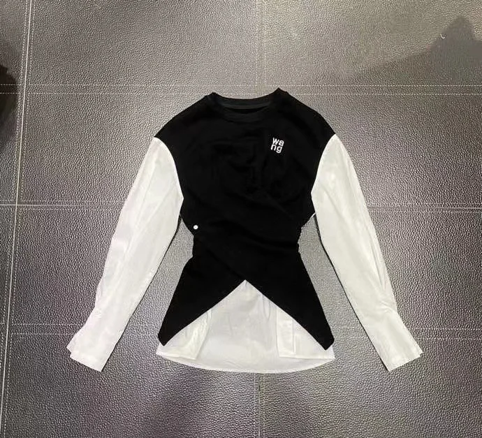 

114542 Fashion Classic Embroidered Brand Luxury Sweater Patchwork Shirt Design Casual Versatile Women Top Autumn New A2