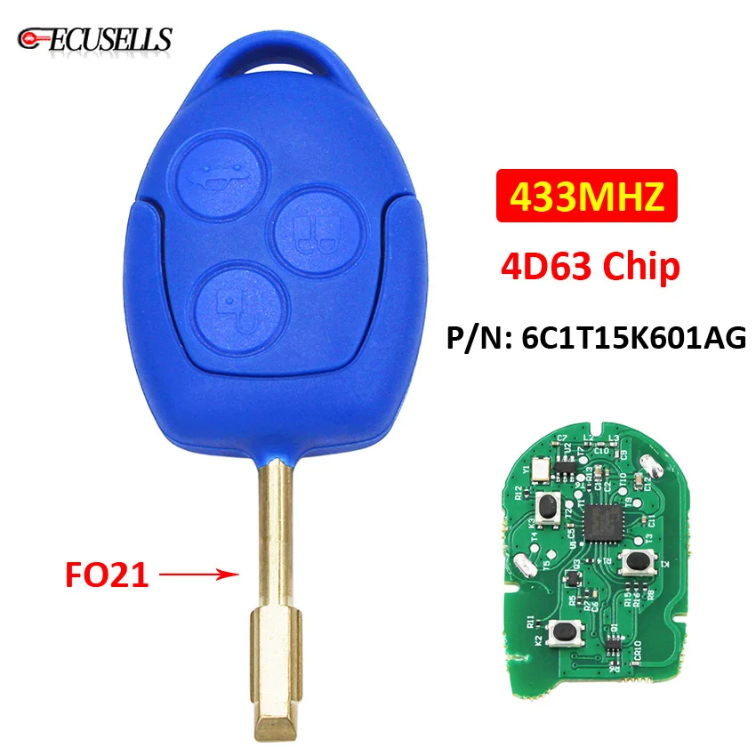 Дистанционный ключ с 3 кнопками умный Автомобильный 433 МГц чип 4D63 FO21
